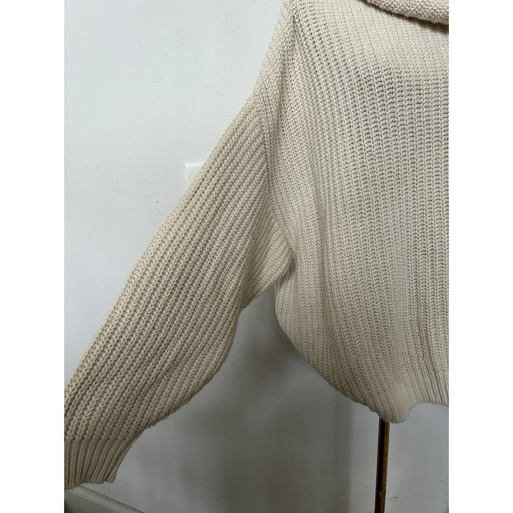 Free People Swim Too Deep Sweater L Ivory Chunky Knit Oversized Slouchy Cozy